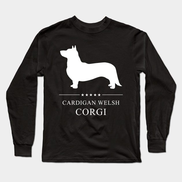 Cardigan Welsh Corgi Dog White Silhouette Long Sleeve T-Shirt by millersye